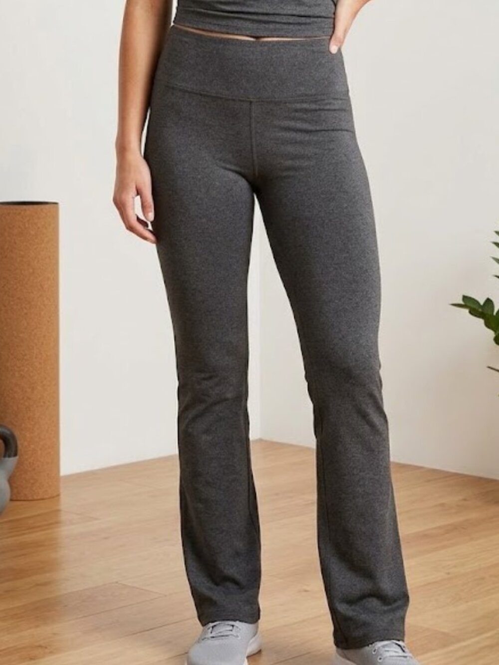 Liz Claiborne Womens Large Charcoal Heather Bootcut Flare Yoga Pants Stretch L